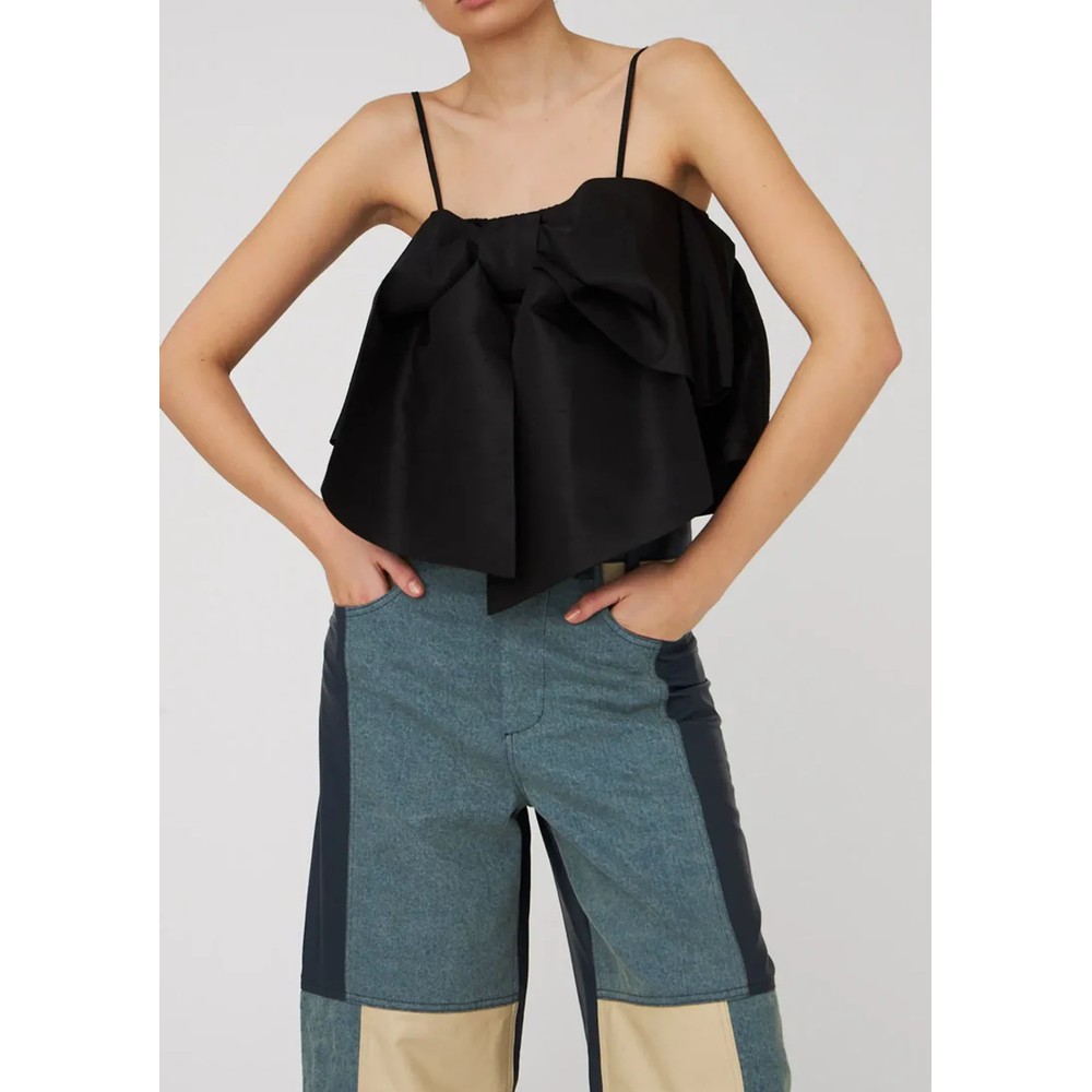 STELLA NOVA Crispy Bow Cropped Top - Black