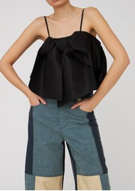 STELLA NOVA Crispy Bow Cropped Top - Black