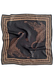 LESCARF Gemini Silk Scarf - Black/ Mocha Mousse