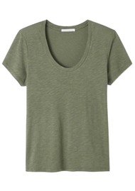 American Vintage Jacksonville U Neck Short Sleeve Tee -Khaki Vintage