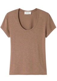 American Vintage cksonville U Neck Short Sleeve Tee -Chocolate