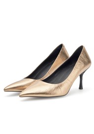 WODEN Laura Metallic Heels - Dark Gold