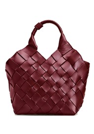 CALA JADE Misu Leather Woven Shoulder Bag - Merlot