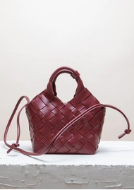 CALA JADE Misu Leather Woven Shoulder Bag - Merlot