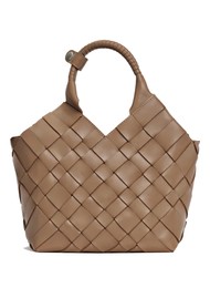 CALA JADE Misu Leather Woven Shoulder Bag - Taupe