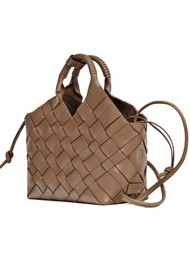 CALA JADE Misu Leather Woven Shoulder Bag - Taupe