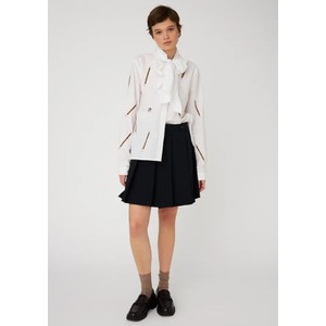 Embroidered Bow Cotton Shirt - White