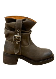 PAVEMENT Nibba Leather Biker Boots - Brown Nubuck