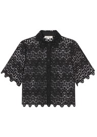 Frame Denim Deco Eyelet Top - Black