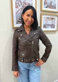 STAND STUDIO Core Biker Jacket - Chocolate