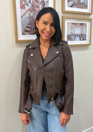 STAND STUDIO Core Biker Jacket - Chocolate