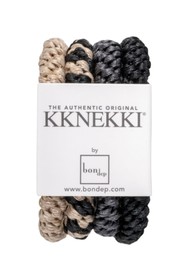 KKNEKKI Hair Tie Bundle 4 Pack - Black/Champagne