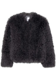 STAND STUDIO Charlotte Faux Fur Jacket - Smoke Grey