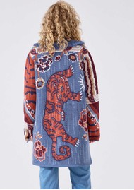 HAYLEY MENZIES Gene Jacquard Cardigan - Tibetan Tiger Navy