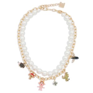 Imany Pearl Charm Necklace - Combo1/Gold