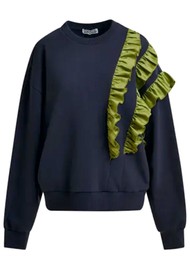 ESSENTIEL ANTWERP Iwave Ruffle Sweatshirt - Navy