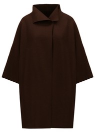 HARRIS WHARF Kimono Mantle Coat - Dark Brown