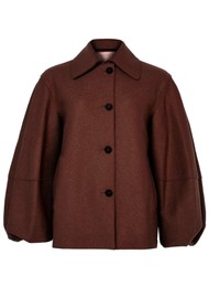 HARRIS WHARF Puff Sleeve Pressed Wool Jacket - Cognac