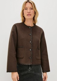 Rails Melanie Contrast Stitch Jacket - Dark Brown