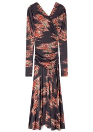 GANNI Jersey Ruched Long Dress - Black