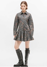 GANNI Stretch Buttoned Mini Dress - Phantom