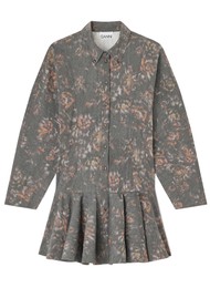 GANNI Stretch Buttoned Mini Dress - Phantom