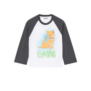 Kitty Baby Fitted Organic Cotton Long Sleeve T-Shirt - Bright White