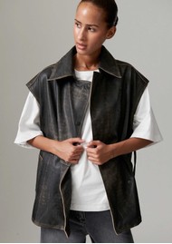 Day Birger et Mikkelsen Cristin Leather Sleeveless Jacket - Black