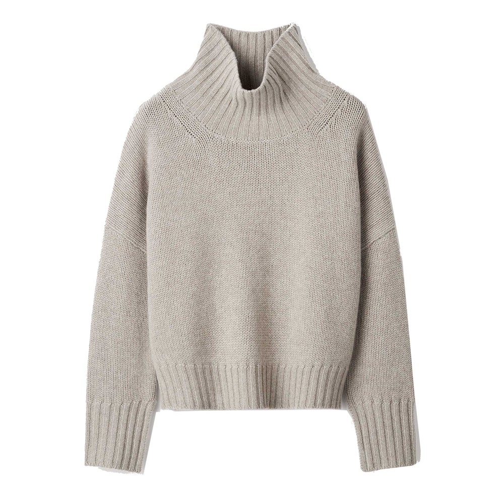 Soft Goat Women's Cashmere Girlfriend Turtleneck - Greige
