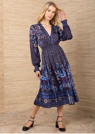 Hale Bob Floral Paisley Midi Dress - Navy