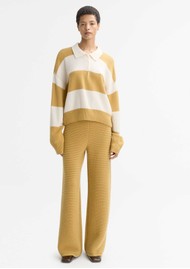 SOFT GOAT Cashmere Striped Polo Shirt - Feather White