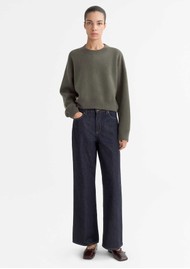 SOFT GOAT Double Faced Crewneck Cashmere Jumper - Olive