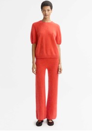 SOFT GOAT Brushed Short Sleeve Cashmere Top - Tangerine