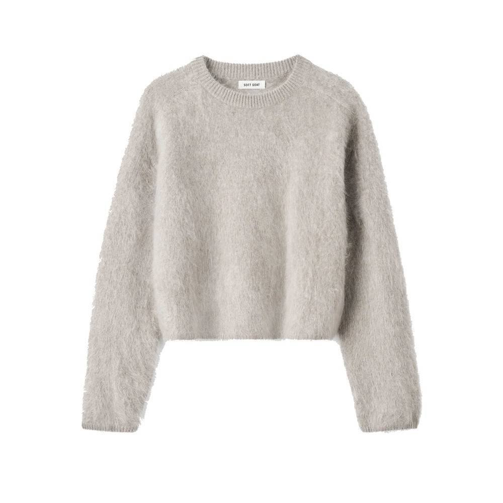 Soft Goat Women's Brushed Crewneck Cashmere Jumper - Greige