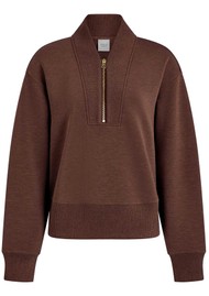 VARLEY Sally Half Zip Sweatshirt - Coffee Bean Marl