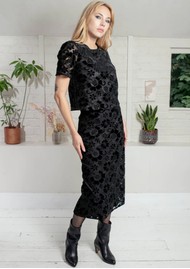 NOOKI Nicole Embroidered Floral Skirt - Black