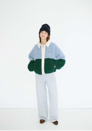 THE TINY BIG SISTER Colour Block Sherpa Jacket - Blue/Green