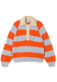 THE TINY BIG SISTER Frank Striped Alpaca Polo - Blue/Red