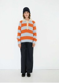 THE TINY BIG SISTER Frank Striped Alpaca Polo - Blue/Red
