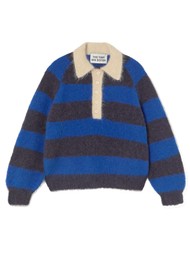 THE TINY BIG SISTER Frank Striped Alpaca Polo - Navy/Marine
