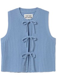 THE TINY BIG SISTER Tie Detail Vest - Denim Blue