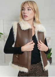 NOOKI Devina Biker Gilet - Tan