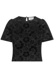NOOKI Corrine Lace Short Sleeve Top - Black