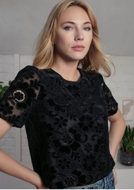 NOOKI Corrine Lace Short Sleeve Top - Black