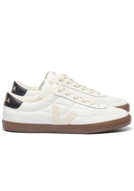VEJA Panenka Leather Trainers - White Black Bark