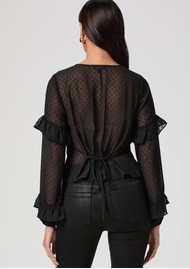 Paige Denim Isolde Semi-Sheer Polka Dot Blouse - Black