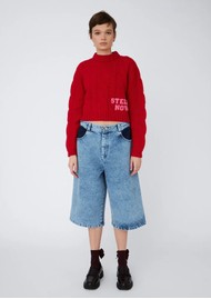 STELLA NOVA Cropped Cable Knit Jumper - Deep Red