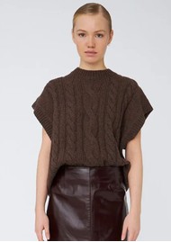 STELLA NOVA Cable Knit Vest - Brown