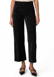 Paige Denim Anessa High Rise Cropped Wide Leg Velvet Jeans - Black Overdye
