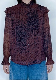 BERENICE Carlie Frill Blouse - Burgundy